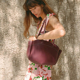 Sophia | Brown Leather Shopper Bag – Elegant & Practical - in Burgundy | Arvea Bags