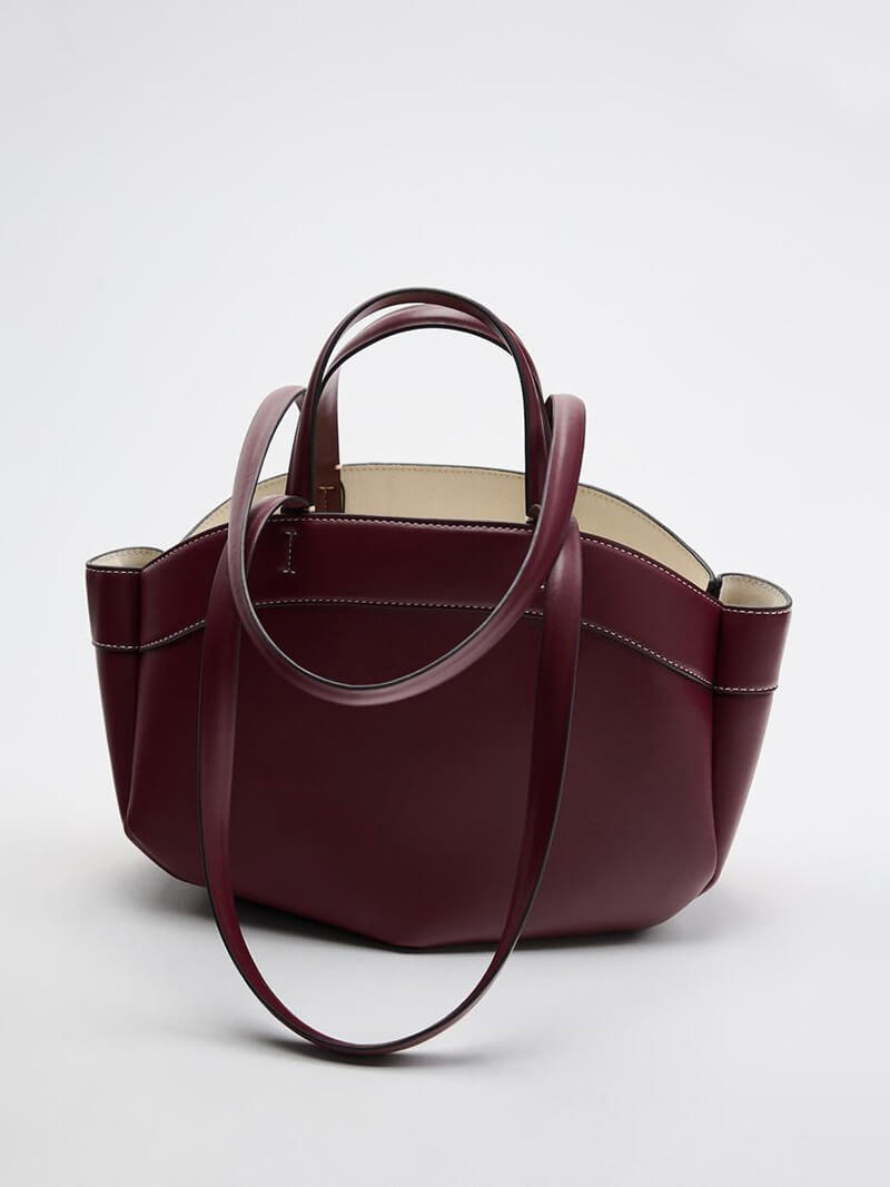 Sophia | Brown Leather Shopper Bag – Elegant & Practical - in Burgundy | Arvea Bags