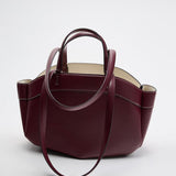 Sophia | Brown Leather Shopper Bag – Elegant & Practical - in Burgundy | Arvea Bags