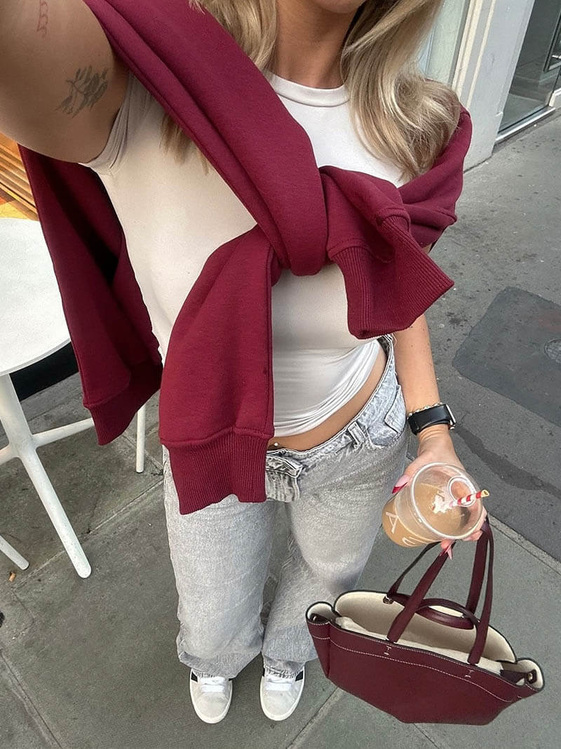 Sophia | Brown Leather Shopper Bag – Elegant & Practical - in Burgundy | Arvea Bags