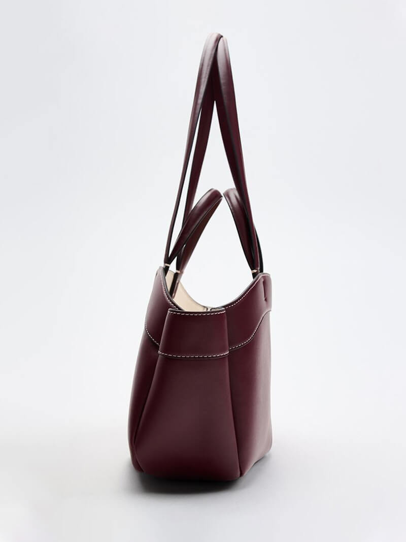Sophia | Brown Leather Shopper Bag – Elegant & Practical - in Burgundy | Arvea Bags