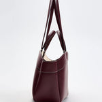 Sophia | Brown Leather Shopper Bag – Elegant & Practical - in Burgundy | Arvea Bags