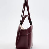 Sophia | Brown Leather Shopper Bag – Elegant & Practical - in Burgundy | Arvea Bags