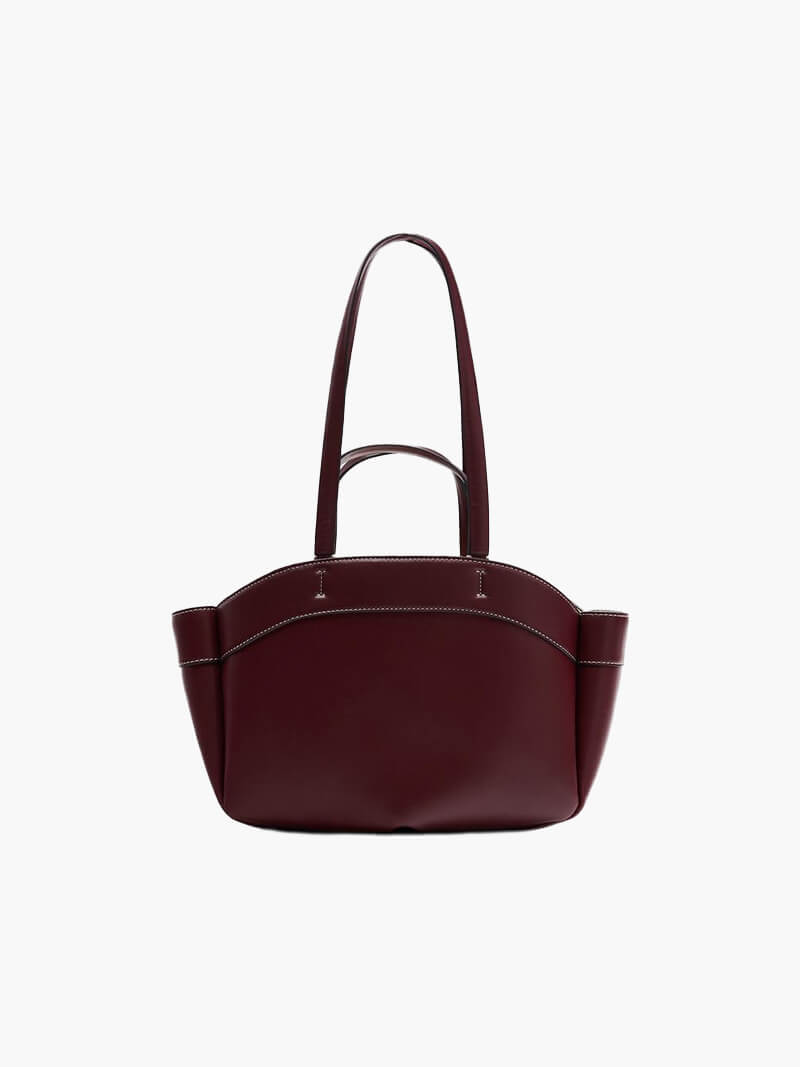Sophia | Brown Leather Shopper Bag – Elegant & Practical - in Burgundy | Arvea Bags