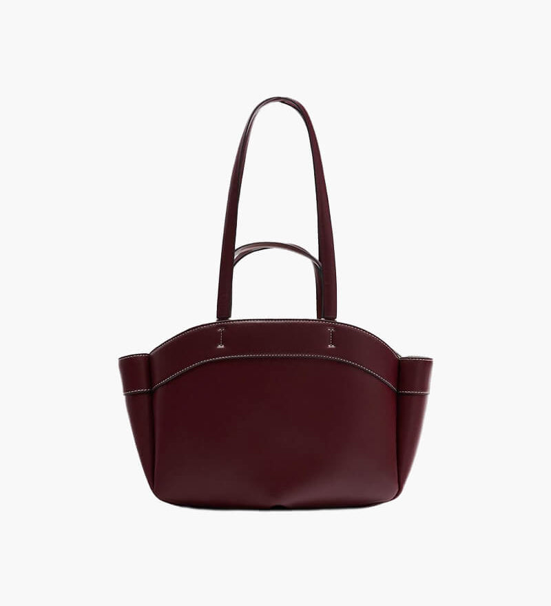 Sophia | Brown Leather Shopper Bag – Elegant & Practical - in Burgundy | Arvea Bags