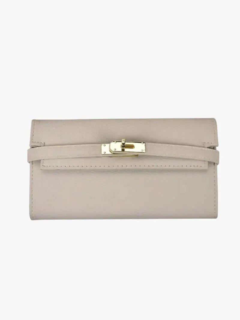 Sophia | Classic Black Leather Wallet – Timeless Elegance & Secure Sophistication - in Beige | Arvea Bags