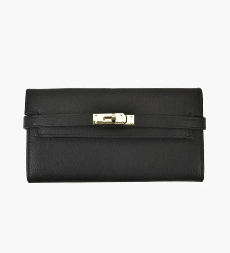 Sophia | Classic Black Leather Wallet – Timeless Elegance & Secure Sophistication - in Black | Arvea Bags