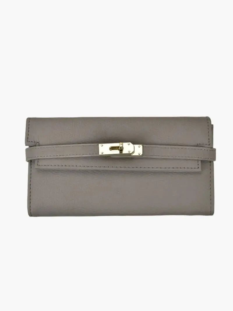 Sophia | Classic Black Leather Wallet – Timeless Elegance & Secure Sophistication - in Grey | Arvea Bags