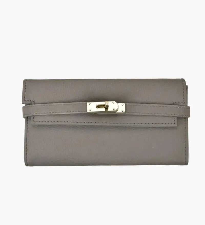 Sophia | Classic Black Leather Wallet – Timeless Elegance & Secure Sophistication - in Grey | Arvea Bags