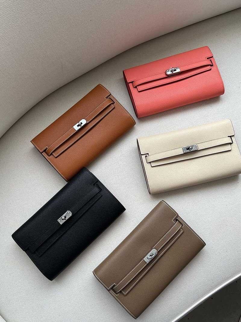 Sophia | Classic Black Leather Wallet – Timeless Elegance & Secure Sophistication - in Orange | Arvea Bags