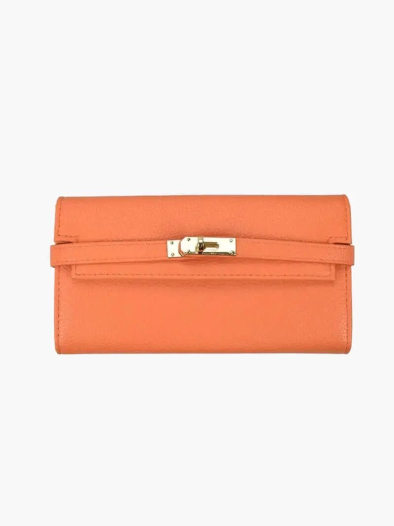 Sophia | Classic Black Leather Wallet – Timeless Elegance & Secure Sophistication - in Orange | Arvea Bags