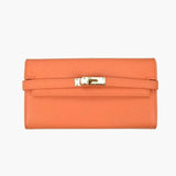 Sophia | Classic Black Leather Wallet – Timeless Elegance & Secure Sophistication - in Orange | Arvea Bags