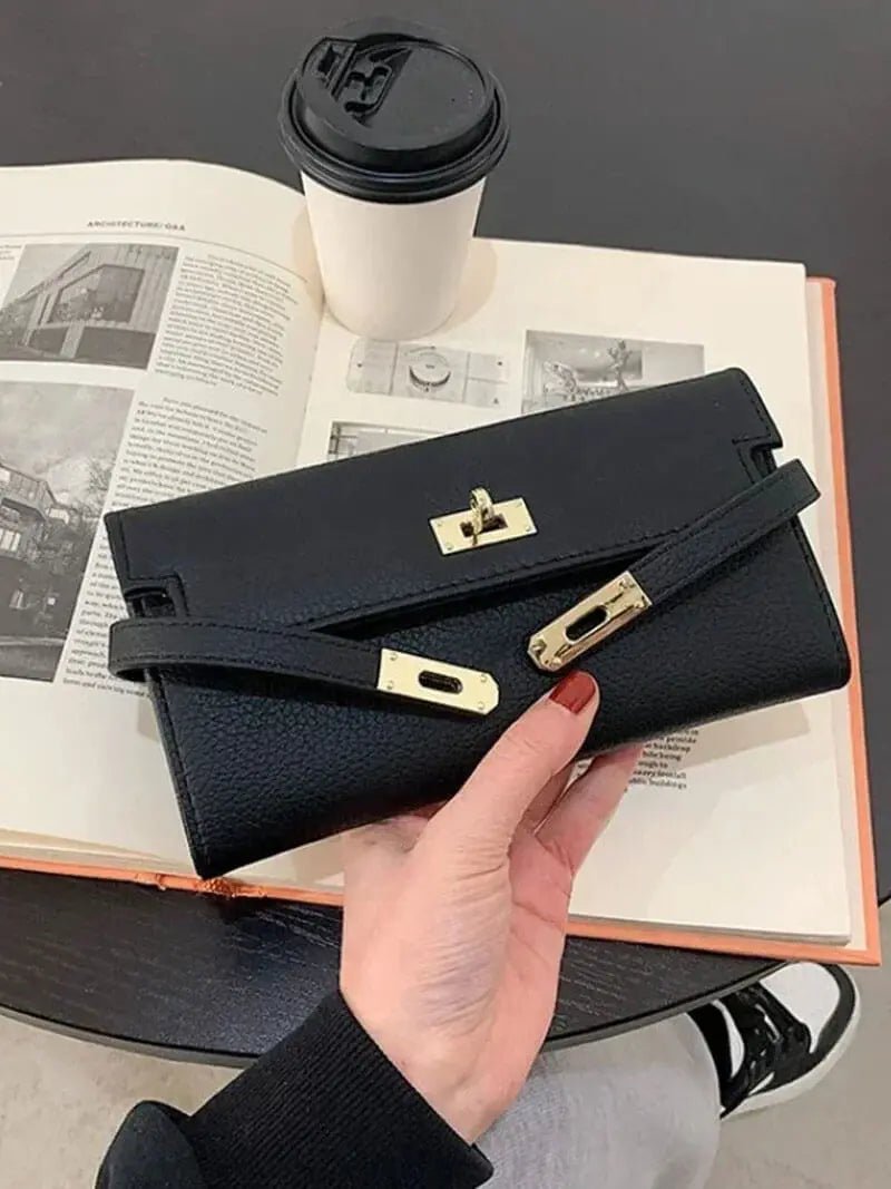 Sophia | Classic Black Leather Wallet – Timeless Elegance & Secure Sophistication - in Orange | Arvea Bags