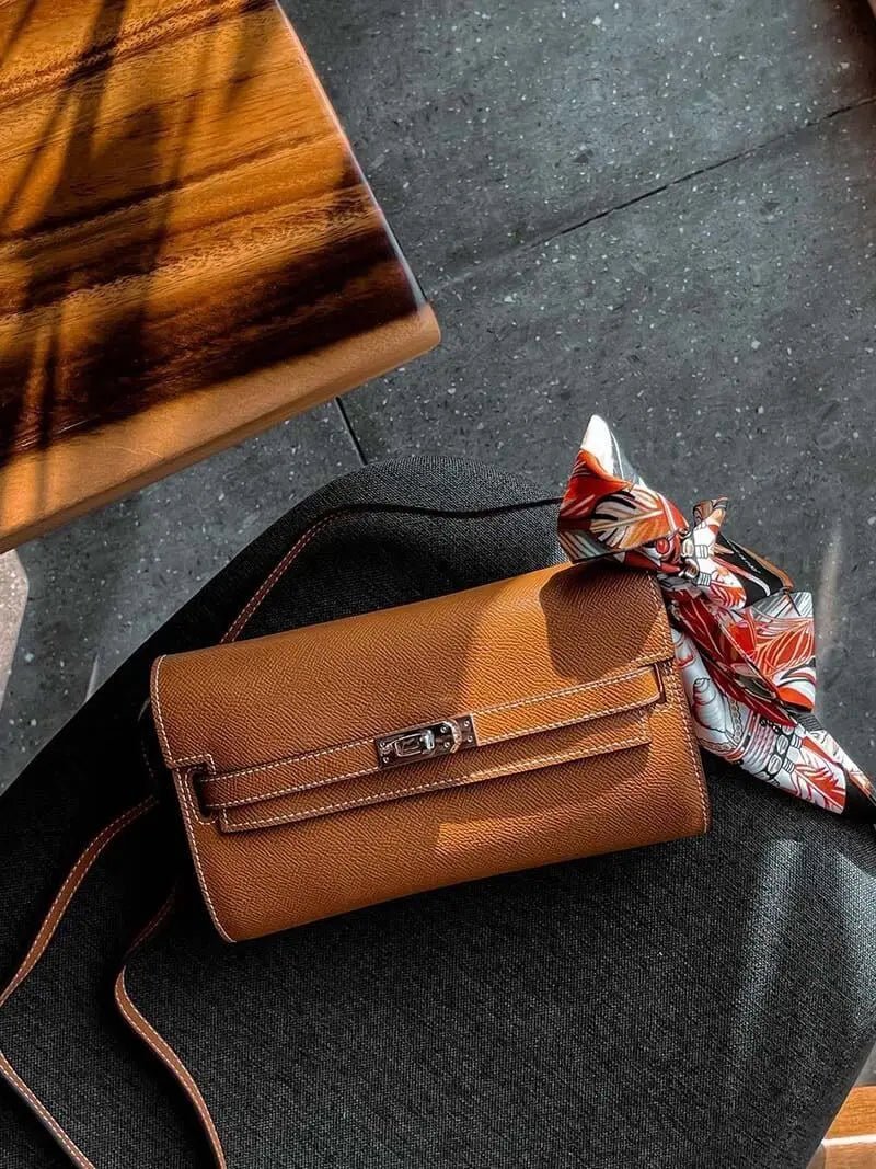 Sophia | Classic Black Leather Wallet – Timeless Elegance & Secure Sophistication - in Orange | Arvea Bags