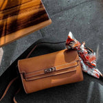 Sophia | Classic Black Leather Wallet – Timeless Elegance & Secure Sophistication - in Orange | Arvea Bags
