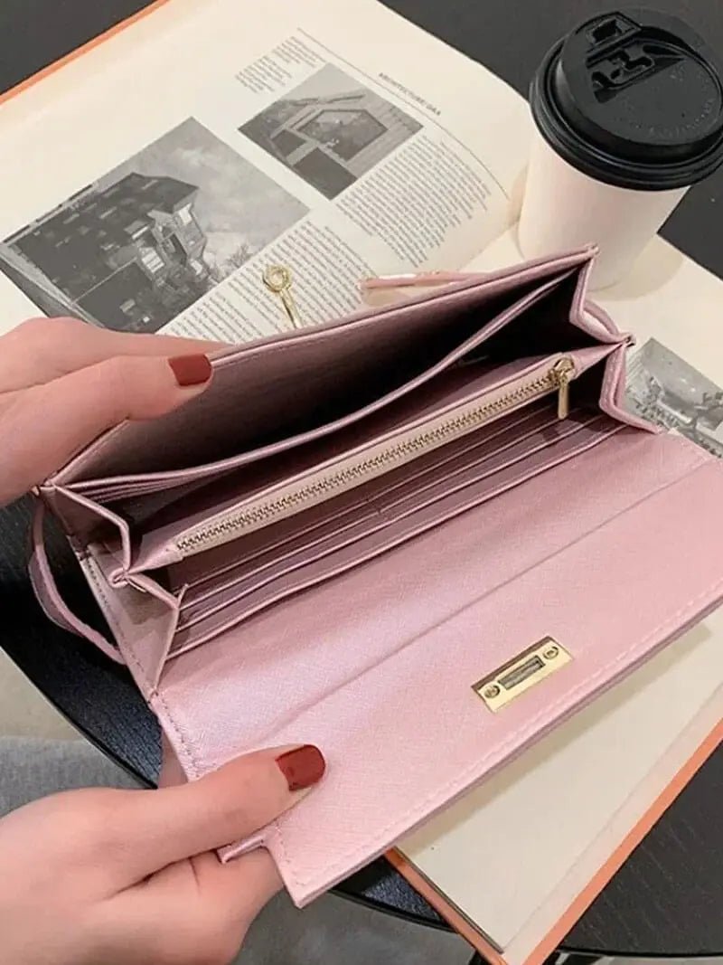 Sophia | Classic Black Leather Wallet – Timeless Elegance & Secure Sophistication - in Orange | Arvea Bags