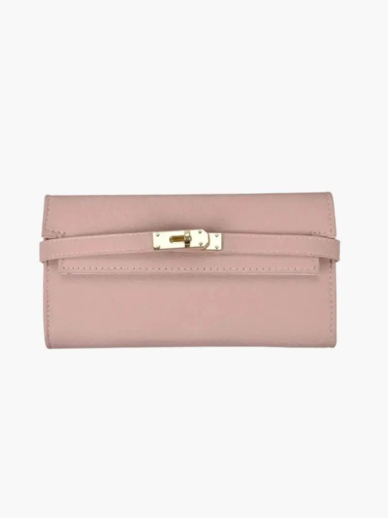 Sophia | Classic Black Leather Wallet – Timeless Elegance & Secure Sophistication - in Salmon Pink | Arvea Bags