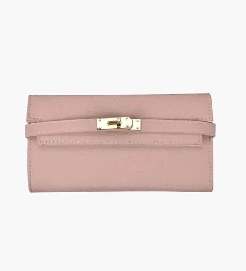 Sophia | Classic Black Leather Wallet – Timeless Elegance & Secure Sophistication - in Salmon Pink | Arvea Bags