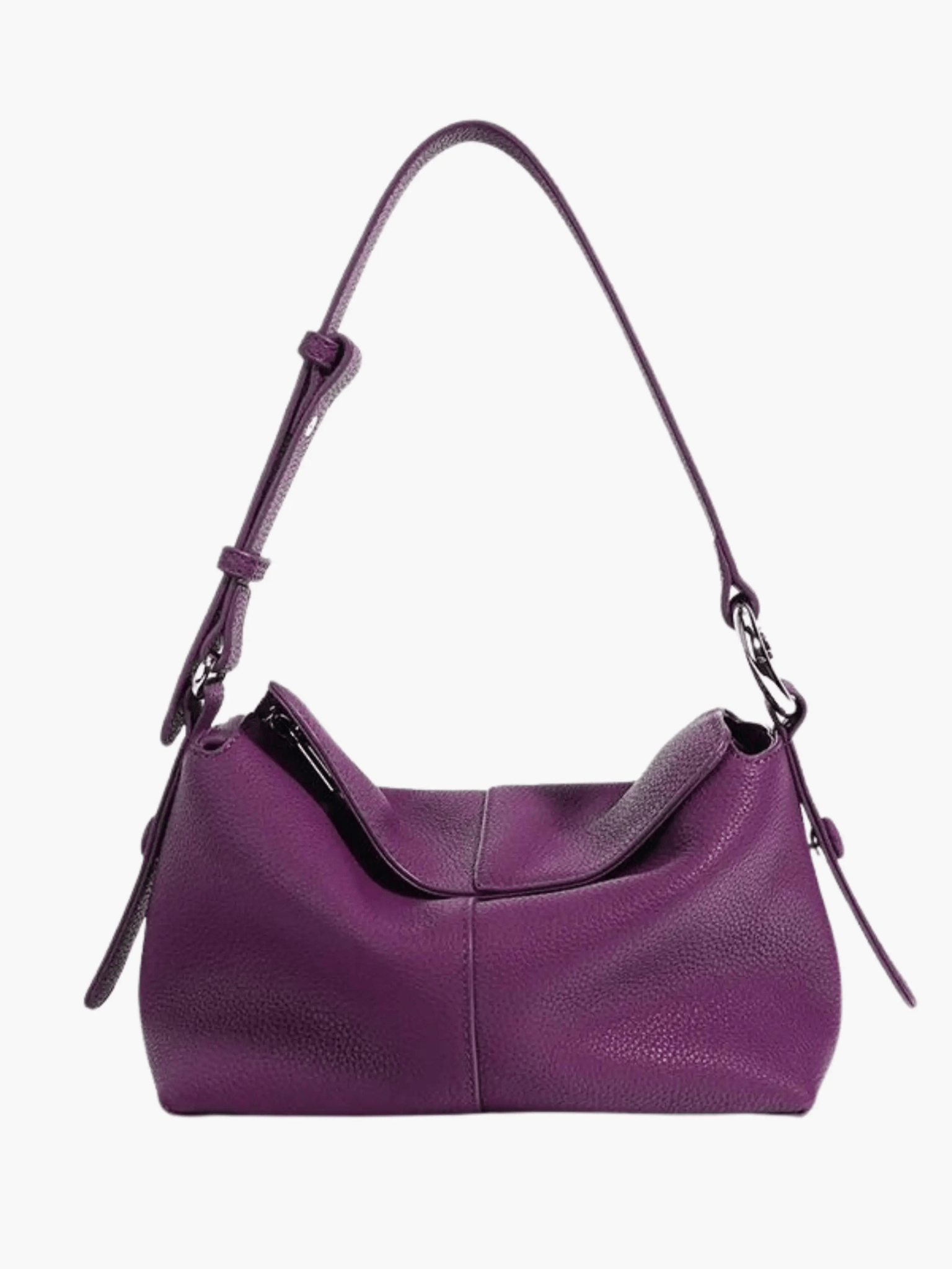 Sophie | Luxe Taupe Leather Shoulder Bag – Effortless & Chic - in Purple | Arvea Bags