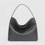 Sorvessa | Black Woven Leather Shoulder Bag – Elegant & Versatile - in Burgundy | Arvea Bags