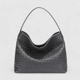 Sorvessa | Black Woven Leather Shoulder Bag – Elegant & Versatile - in Burgundy | Arvea Bags