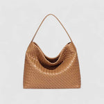 Sorvessa | Black Woven Leather Shoulder Bag – Elegant & Versatile - in Burgundy | Arvea Bags