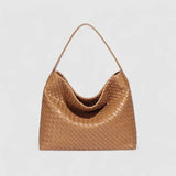 Sorvessa | Black Woven Leather Shoulder Bag – Elegant & Versatile - in Burgundy | Arvea Bags