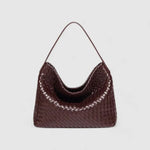 Sorvessa | Black Woven Leather Shoulder Bag – Elegant & Versatile - in Purple | Arvea Bags