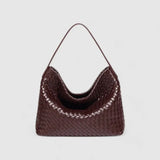 Sorvessa | Black Woven Leather Shoulder Bag – Elegant & Versatile - in Purple | Arvea Bags