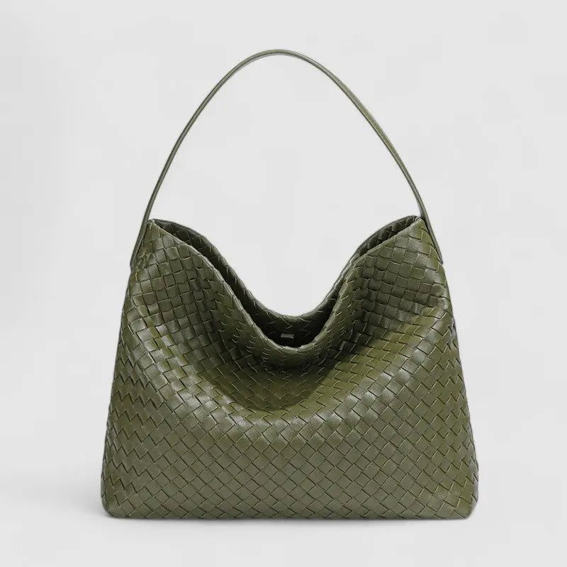Sorvessa | Black Woven Leather Shoulder Bag – Elegant & Versatile - in Purple | Arvea Bags