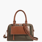 Sorynna | Two - Tone Leather Satchel – Elegant & Contemporary - in Dark Brown | Arvea Bags