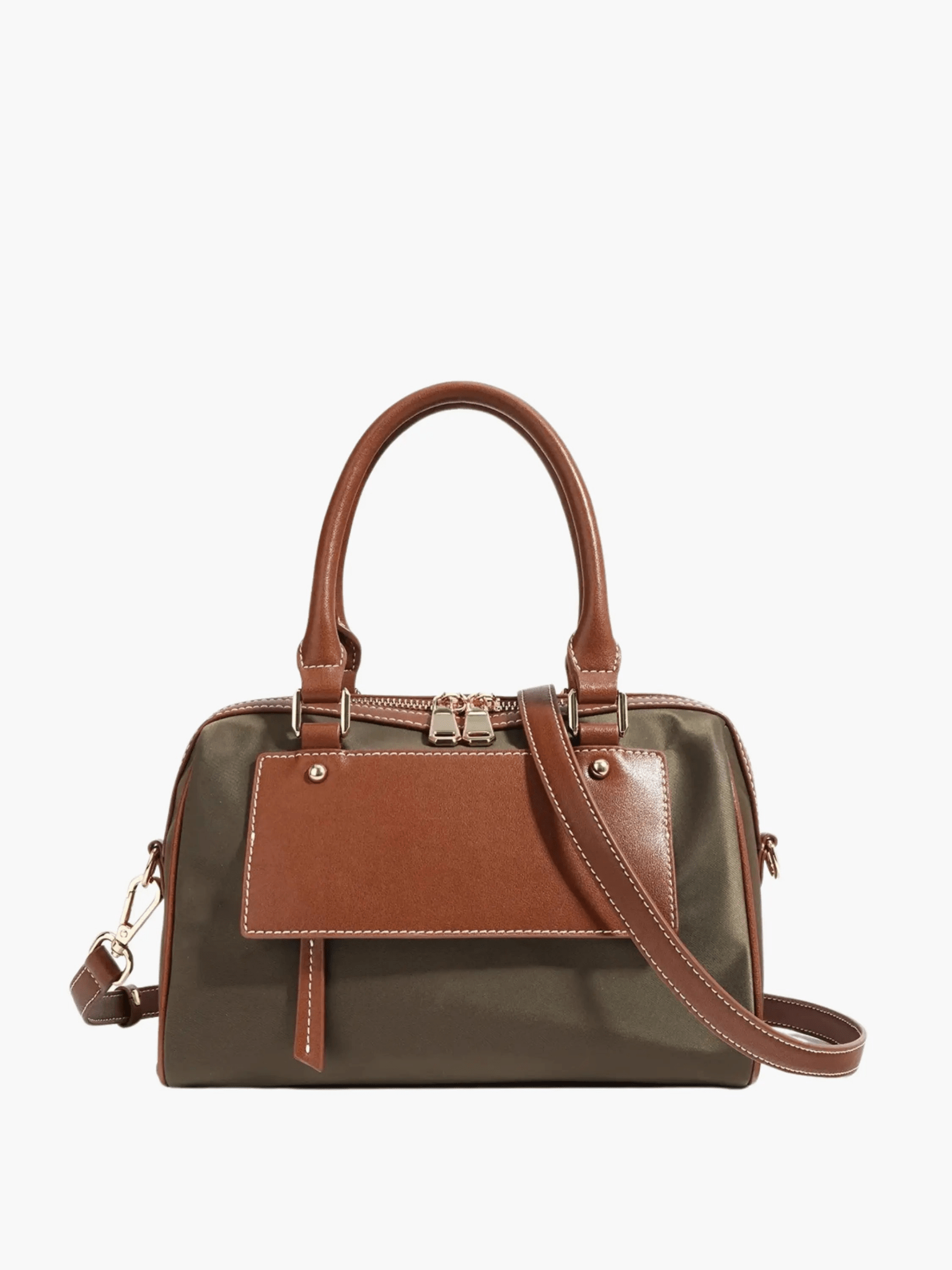 Sorynna | Two - Tone Leather Satchel – Elegant & Contemporary - in Dark Brown | Arvea Bags