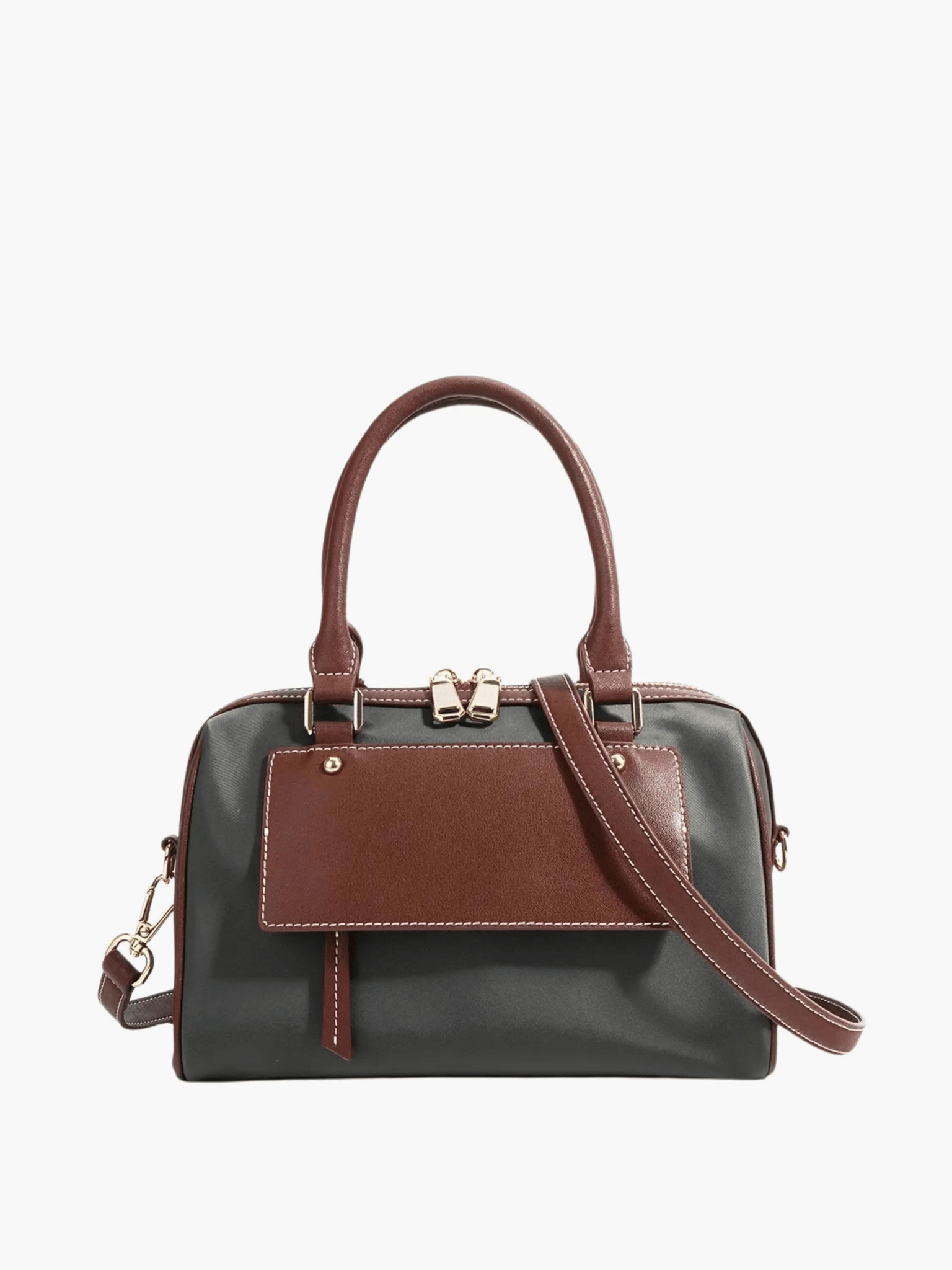 Sorynna | Two - Tone Leather Satchel – Elegant & Contemporary - in Dark Grey | Arvea Bags