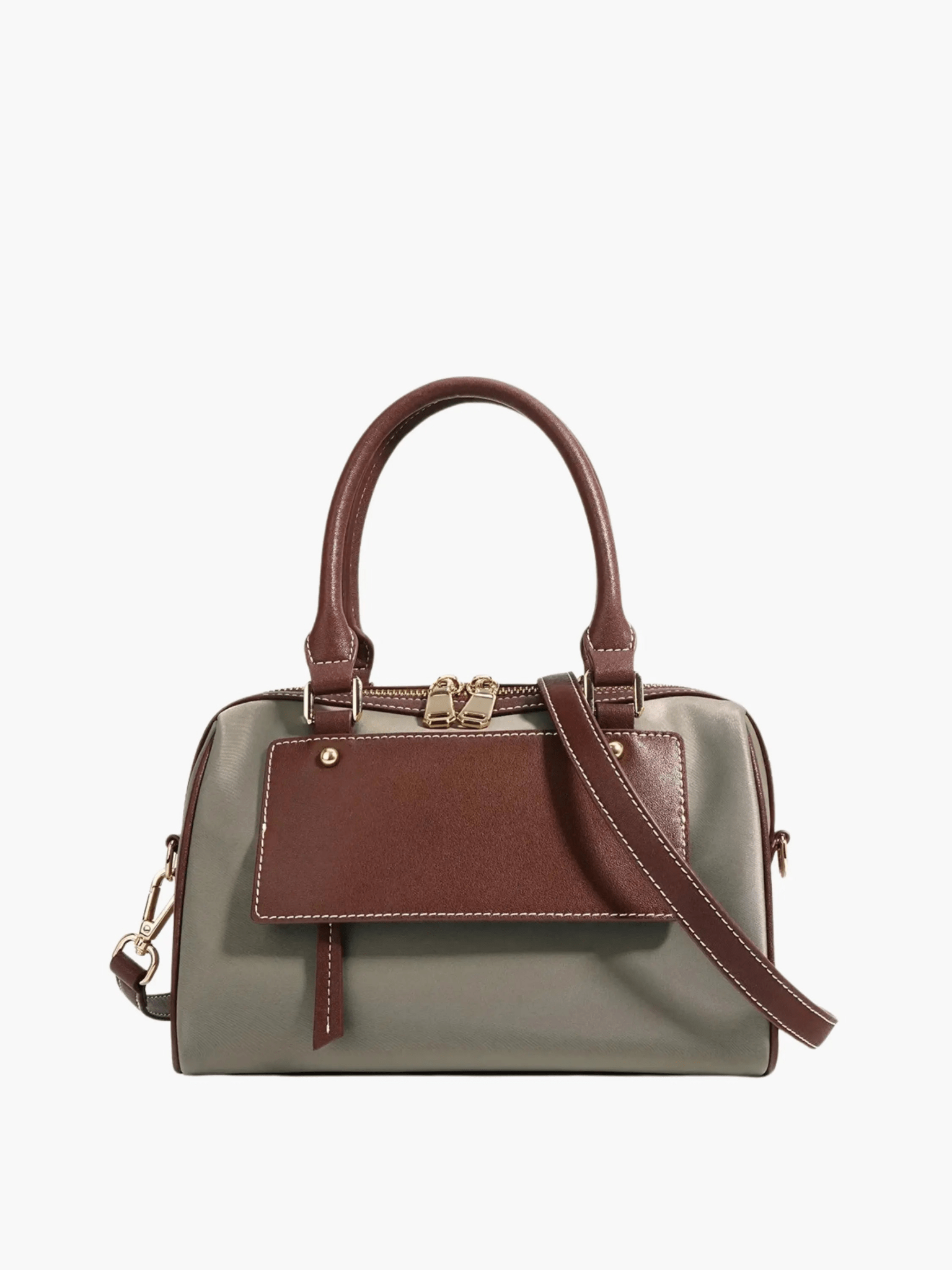 Sorynna | Two - Tone Leather Satchel – Elegant & Contemporary - in Grey | Arvea Bags
