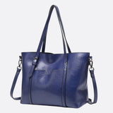 Spacious Leather Tote Bag – Versatile Shopper - in Blue | Arvea Bags