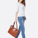 Spacious Leather Tote Bag – Versatile Shopper - in Camel | Arvea Bags