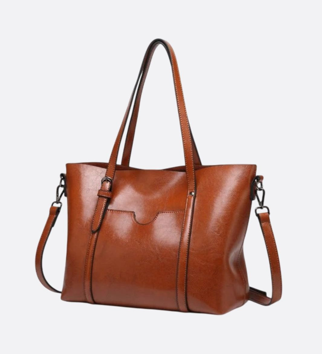 Spacious Leather Tote Bag – Versatile Shopper - in Camel | Arvea Bags