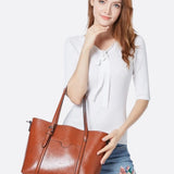 Spacious Leather Tote Bag – Versatile Shopper - in Camel | Arvea Bags