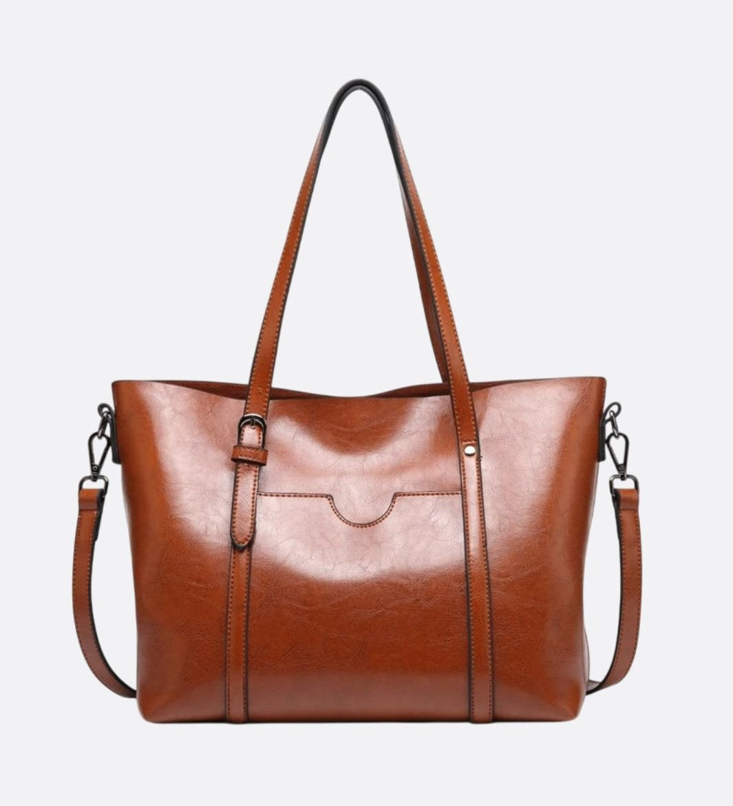 Spacious Leather Tote Bag – Versatile Shopper - in Camel | Arvea Bags