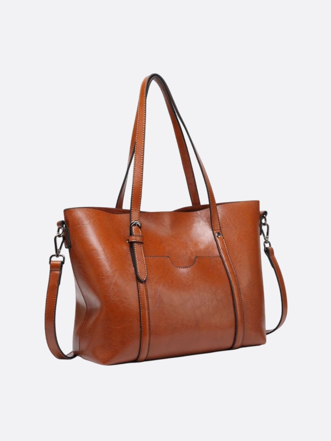 Spacious Leather Tote Bag – Versatile Shopper - in Camel | Arvea Bags