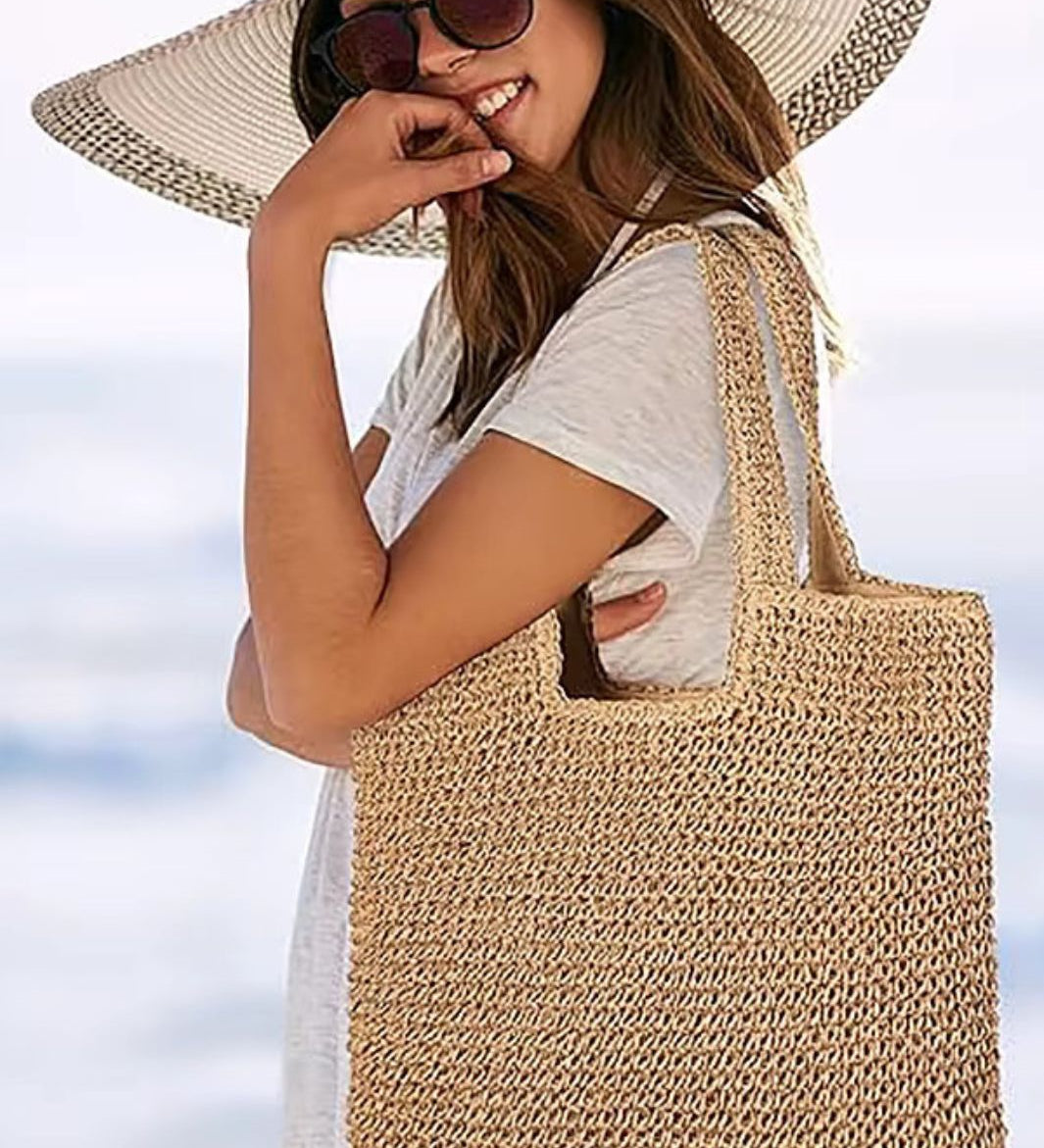 Square Woven Tote Bag – Minimalist Handcrafted Shoulder Bag - in Camel | Arvea Bags