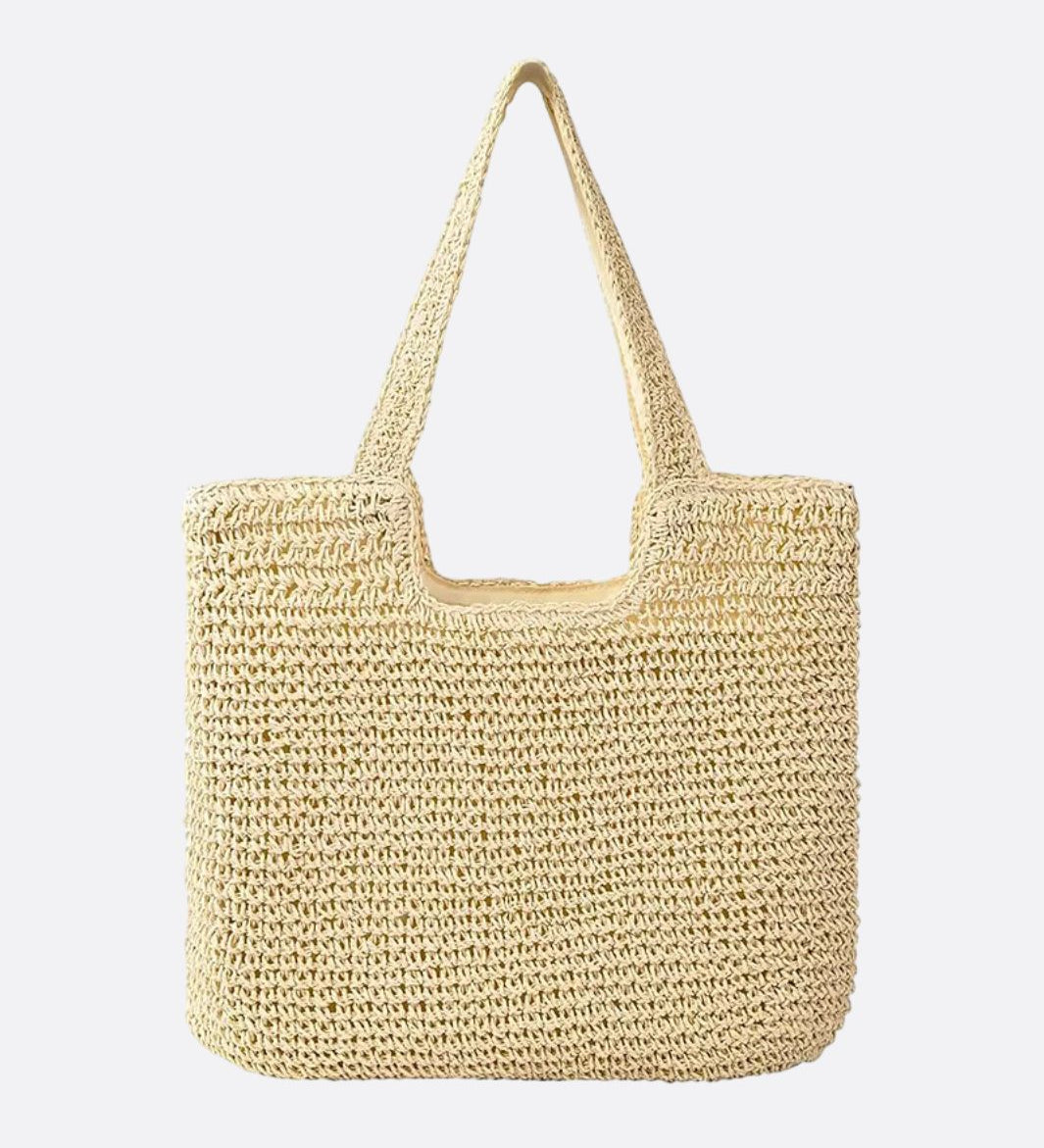 Square Woven Tote Bag – Minimalist Handcrafted Shoulder Bag - in Cream | Arvea Bags