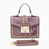 Statement Messenger Bag with Chain Detail and Python Texture - in Salmon Pink | Arvea Bags