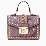Statement Messenger Bag with Chain Detail and Python Texture - in Salmon Pink | Arvea Bags