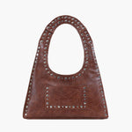 Stefani Studded Tote Bag – Chic Structured Handbag with Gold - Tone Detailing - in Brown | Arvea Bags