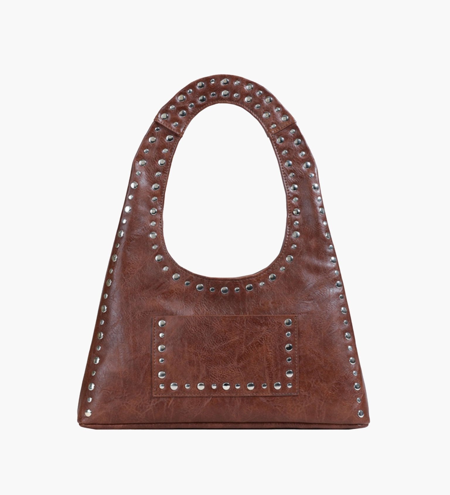 Stefani Studded Tote Bag – Chic Structured Handbag with Gold - Tone Detailing - in Brown | Arvea Bags