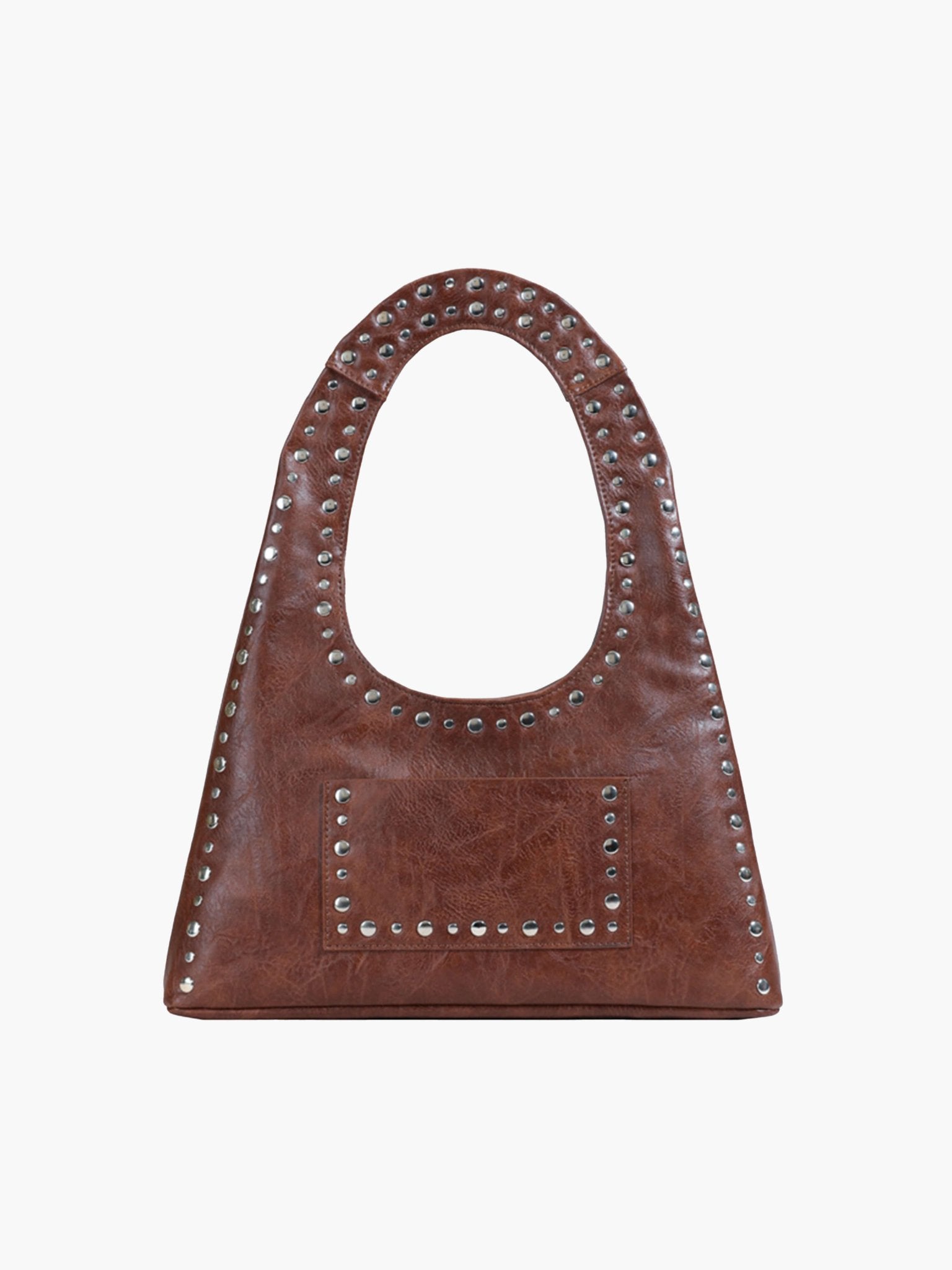 Stefani Studded Tote Bag – Chic Structured Handbag with Gold - Tone Detailing - in Brown | Arvea Bags
