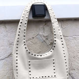 Stefani Studded Tote Bag – Chic Structured Handbag with Gold - Tone Detailing - in White | Arvea Bags