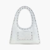 Stefani Studded Tote Bag – Chic Structured Handbag with Gold - Tone Detailing - in White | Arvea Bags