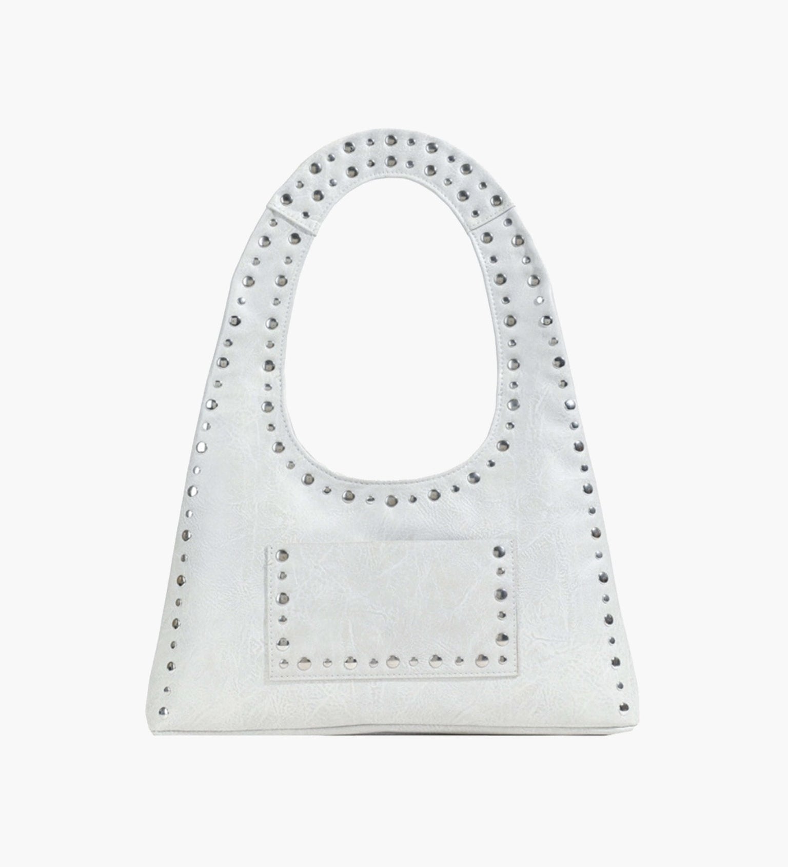 Stefani Studded Tote Bag – Chic Structured Handbag with Gold - Tone Detailing - in White | Arvea Bags